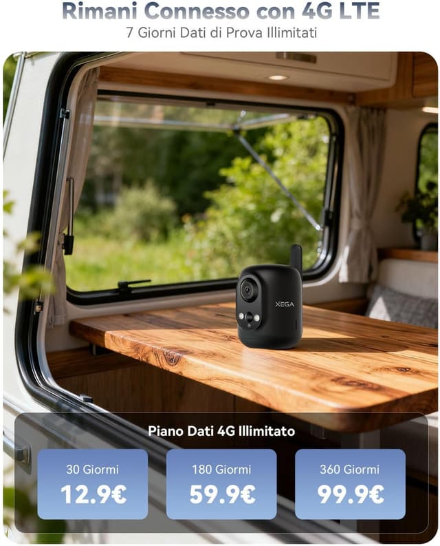 Detalle de Telecamera 4G Xega 2K con SIM 6000 mAh