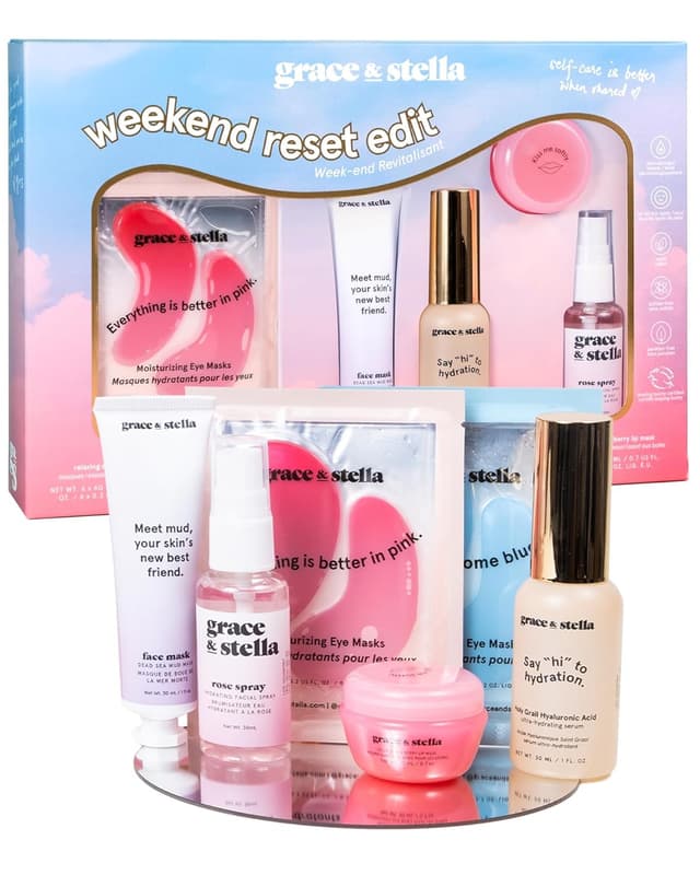 Detalle de grace & stella Award Winning Skin Care Set (Weekend Reset Edit) — Vegan travel self-care gift set for women
