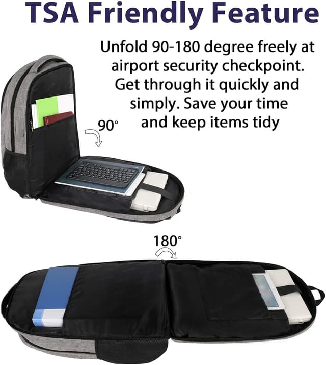 Detalle 2 de MATEIN Zaino Porta PC 17 pollici con porta USB e TSA-friendly grigio