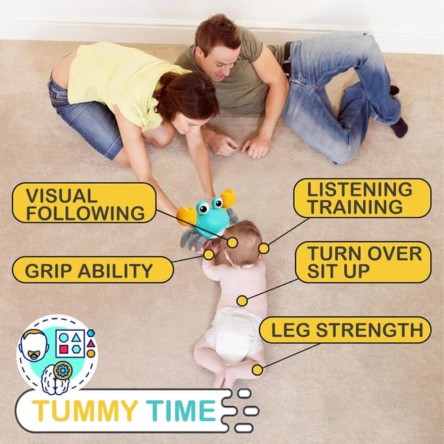 Detalle 2 de Pbooo Crawling Crab Baby Toy (Infrared Sensing) for Tummy Time & Early Learning