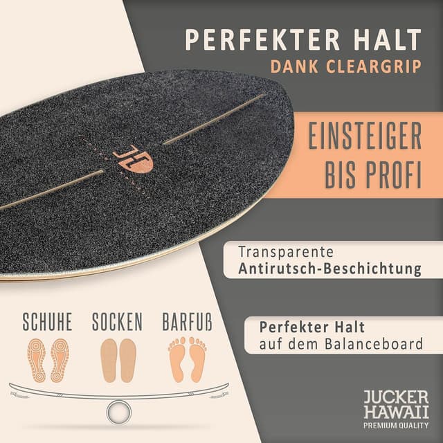Detalle de JUCKER HAWAII Balance Board Ocean Rocker – Balanceboard mit Rocker Shape aus 100% Echtholz