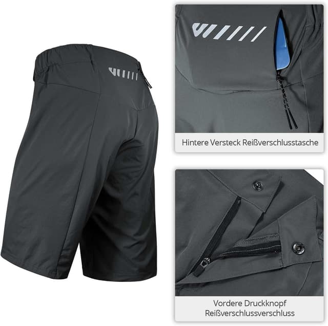 Detalle 2 de Wulibike Transit 2-in-1 MTB-Radhose für Herren – kurze Baggy-Shorts mit gepolstertem Einsatz