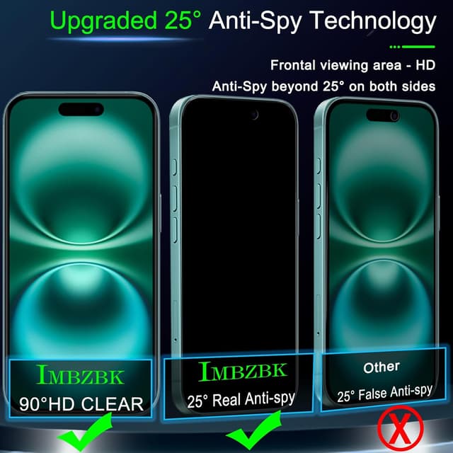 Detalle de IMBZBK privacy per iPhone 16, vetro 3 pezzi