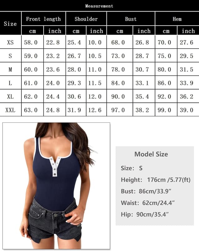 Detalle de Aottori débardeur femme sans manches à col carré côtelé – viscose élastique, coupe slim fit