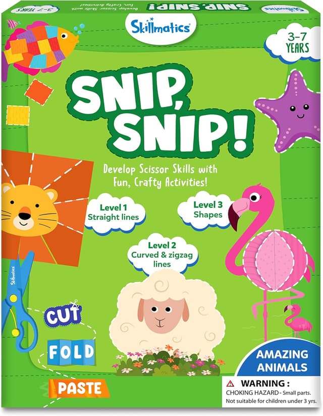 Detalle de Skillmatics SNIP, SNIP! Scissor Skills Activity Book with Child-Safe Scissors & Felt Craft Kit (Ages 3–7)