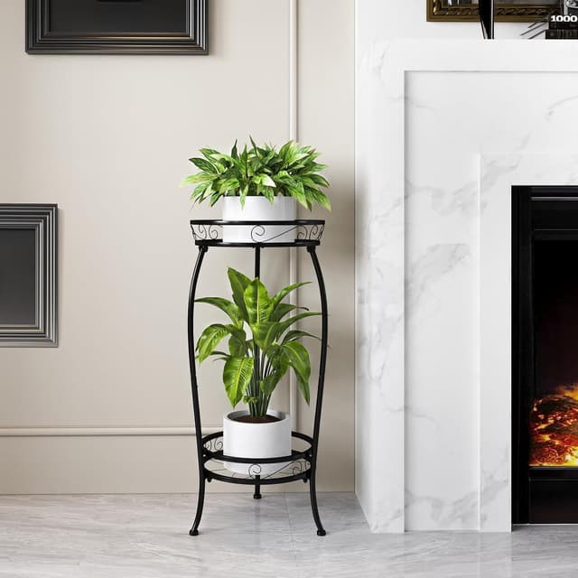 Thumbnail 6 de Bamworld Metall-Blumenständer mit 3-Bein-Sockel, schwarz – 30 x 30 x 70 cm