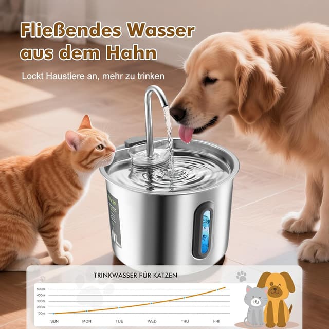 Detalle 2 de Katzenbrunnen Edelstahl 2,2 l für Katzen