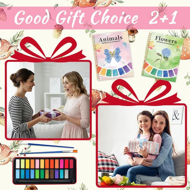 Thumbnail 6 de Cbcmpica Watercolor Workbook & Beginner Painting Kit (Flowers & Animals, 24-Color Palette)