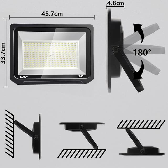 Detalle de Probapro 500W Outdoor LED Floodlight (50000LM, 3000K) – IP65 Warm White Security Light