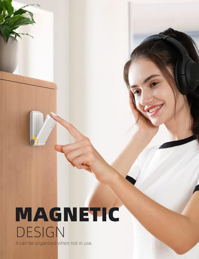 Detalle de Lamicall magnetische, faltbare Kopfhörerhalterung mit Klebeband (weiß) – universal für Over-Ear & Gaming-Headsets
