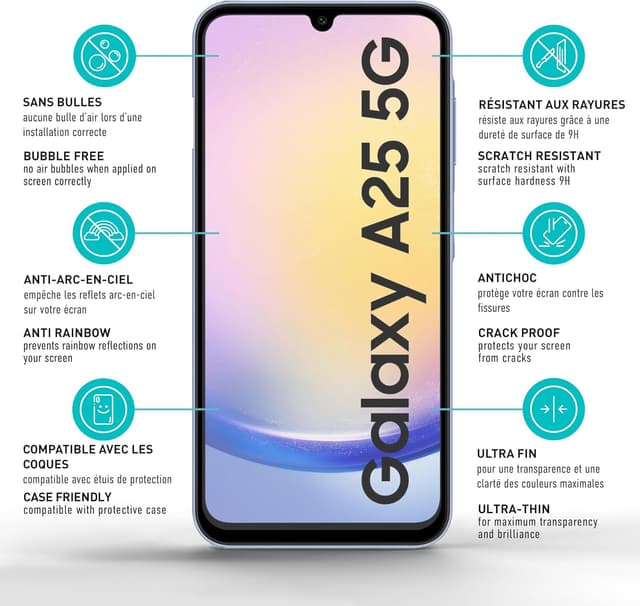 Detalle de smartect Verre Trempé (2 pièces) Full Screen mat pour Samsung Galaxy A25 5G / A15 4G et 5G