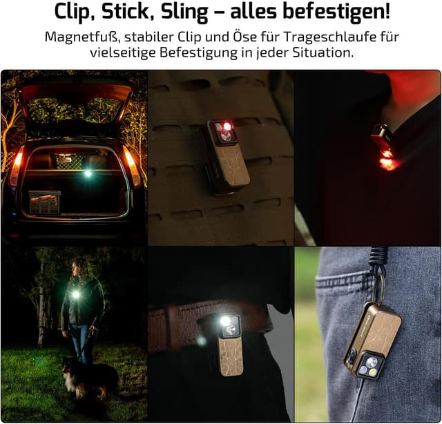 Detalle de OLIGHT Oclip Pro Mini LED Taschenlampe mit Flutlicht, fokussiertem Licht und Rotlicht (500 lm, USB-C, IPX6)