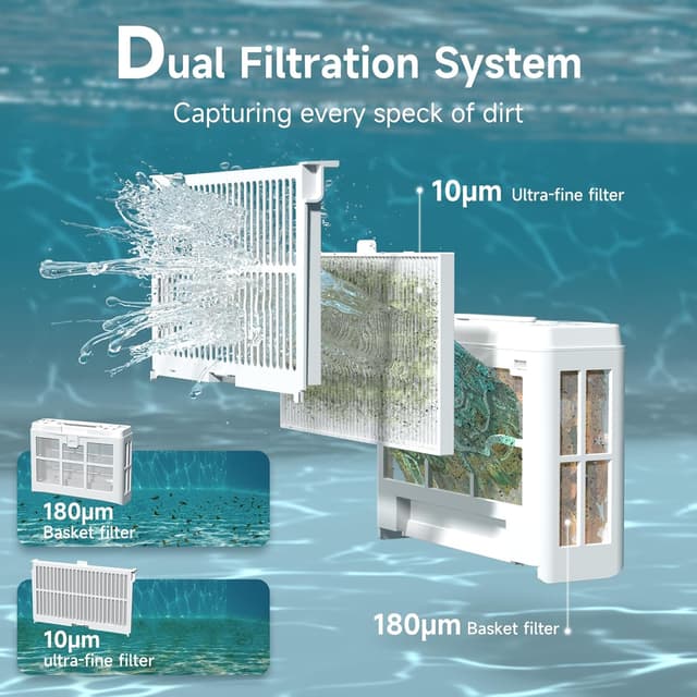 Detalle de WYBOT C2 Cordless Robotic Pool Cleaner (2026 Upgraded) with Dual Filtration & App Scheduling