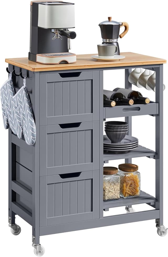 Detalle de Kitchen Storage Trolley Cart 75 kg