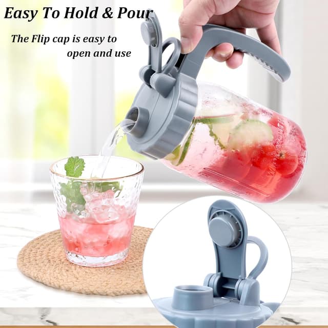 Thumbnail 2 de Mason Jar Pitcher 64 oz Glass Pitcher with Handle 🥤