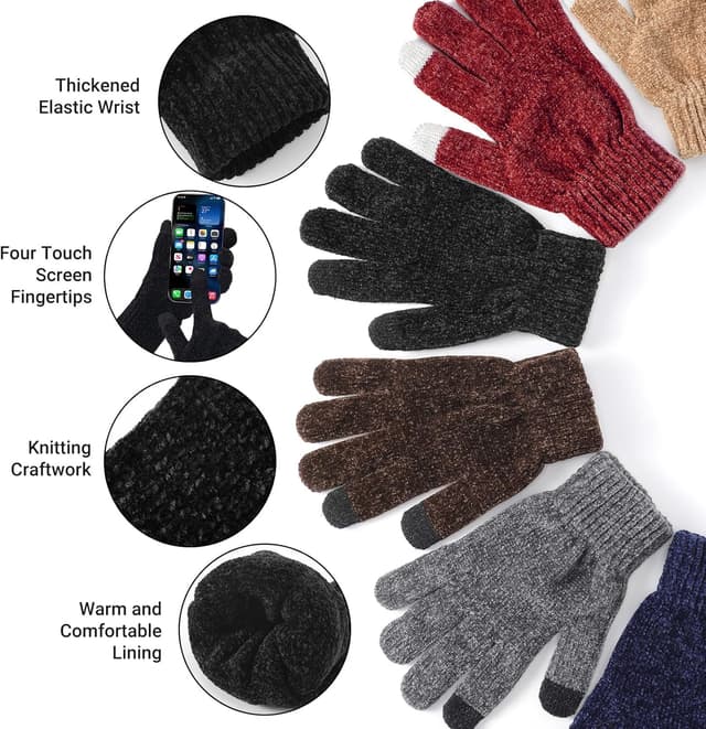 Thumbnail 6 de Winter Beanie Hat Circle Scarf Gloves Set Touchscreen Gloves 🧣