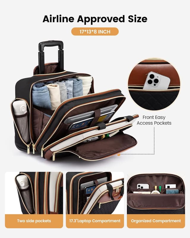 Detalle 2 de LOVEVOOK Rolling Laptop Bag 17.3-inch briefcase