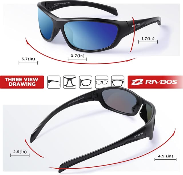 Detalle de RIVBOS RB832 TR90 Polarised Sports Sunglasses for Men with UV400 Protection