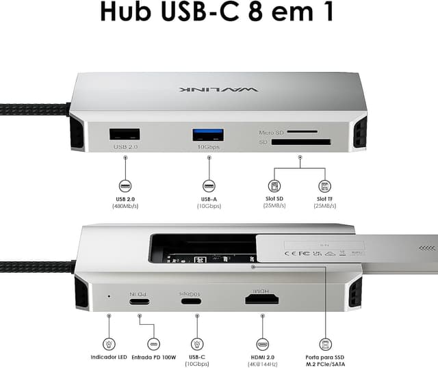 Detalle 2 de WAVLINK 10 Gbps USB-C Hub con SSD M.2