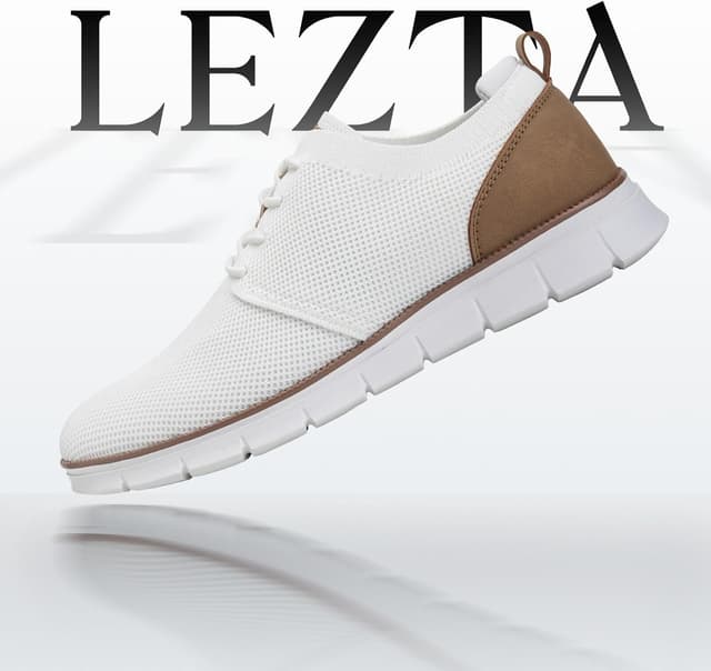 Detalle de LEZTA Herren Anzugschuhe & Sneaker-Oxfords mit atmungsaktivem Mesh-Strick – rutschfest, bequem