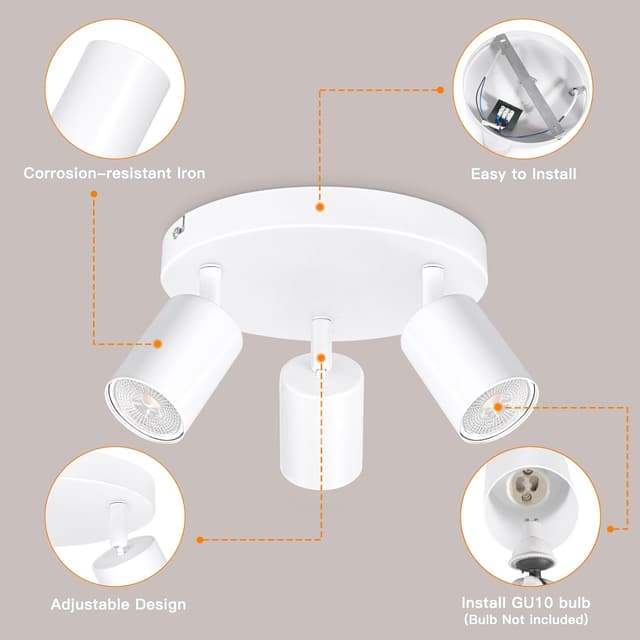 Detalle 2 de Ketom GU10 Deckenstrahler 3-flammig