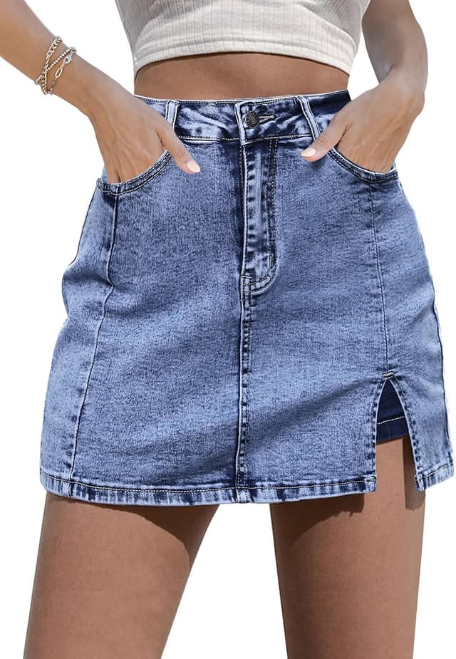 Imagen de luvamia Denim Mini Skort high-waisted stretch skirt en OfertitasTOP