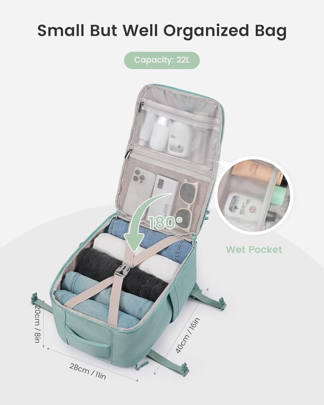 Detalle 2 de LOVEVOOK Ryanair cabin bags underseat travel backpack (40x30x20cm) – lightweight 14-inch laptop sleeve