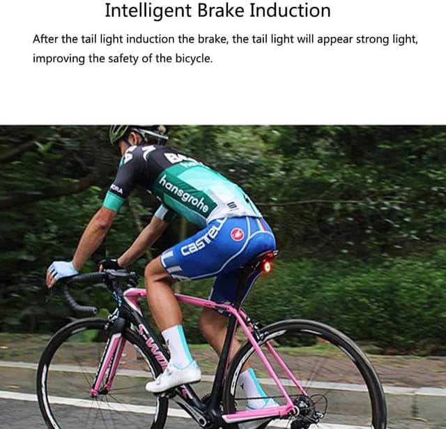 Detalle 1 de XIAOKOA Fanale posteriore per bicicletta con luce freno LED rossa, ricarica USB-C, impermeabile e luminosità regolabile