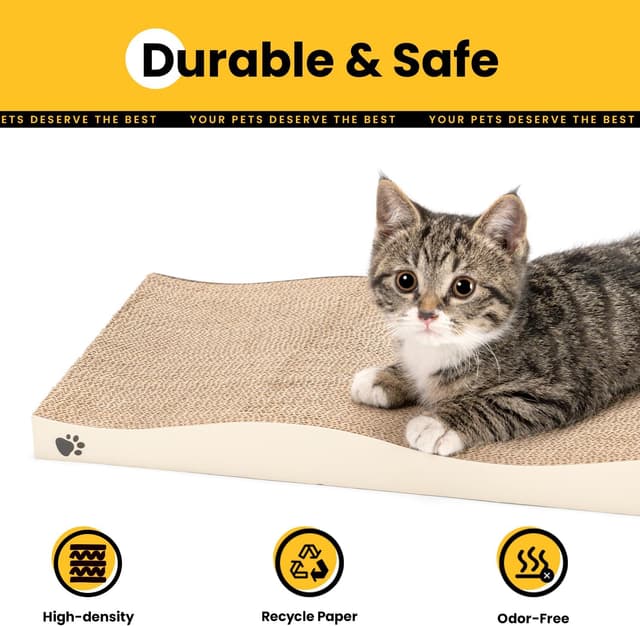 Detalle 2 de Coching Katzen Kratzbrett 3,5 cm dick – halbhohes Karton-Kratzpappe mit Katzenminze, 2er-Set