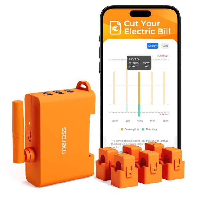 Detalle de Meross misuratore di energia trifase WiFi a 6 canali per Home Assistant e fotovoltaico