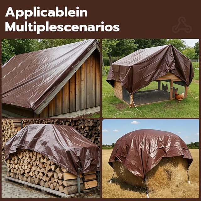 Detalle de 12x12 FT Waterproof 16 Mil Heavy Duty Tarp with Grommets (UV & Rip- & Tear-Resistant)