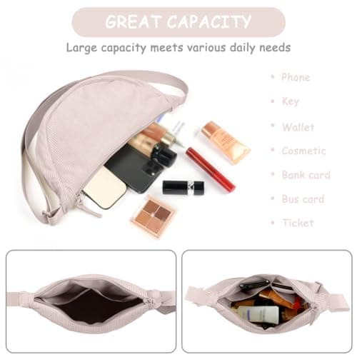 Detalle de Aucuu Bolso Bandolera para Mujer media luna impermeable en pana con correa ajustable