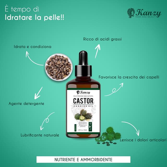 Detalle 2 de Olio di ricino Kanzy per ciglia e sopracciglia 50 ml