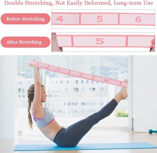 Detalle de flintronic Yoga Stretching Strap – Stretching-Band mit 9 Schlaufen für Yoga, Pilates, Tanz & Gymnastik