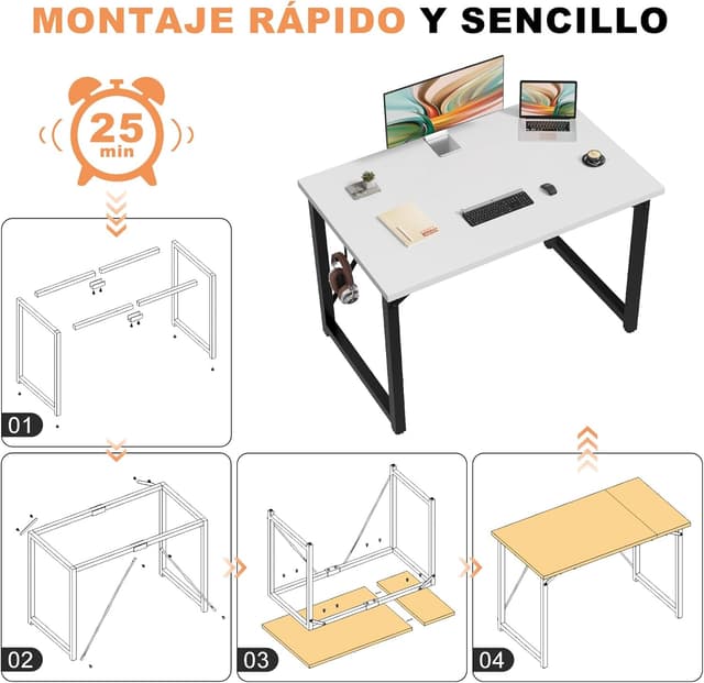 Thumbnail 5 de Devoko Escritorio Pequeño para Ordenador en Blanco 🖥