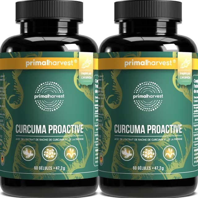 Thumbnail 6 de Primal Harvest Curcuma Proactiv – 60 Kapseln mit 95% Curcuminoiden & BioPerine, vegan, laborgeprüft