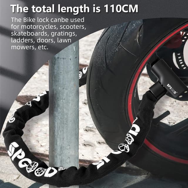 Thumbnail 6 de SPGOOD Bike Lock 90 cm 6 mm Steel Chain