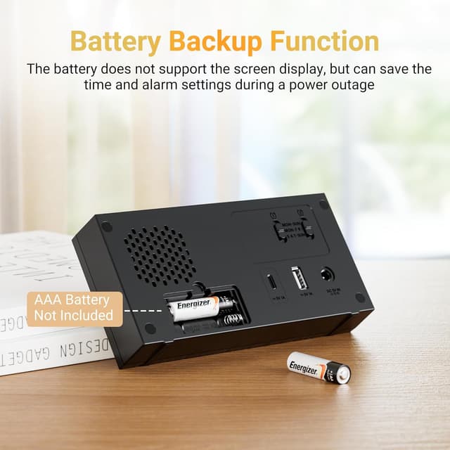 Thumbnail 1 de Mesqool Reloj Despertador Digital Azul con Carga USB y Funciones