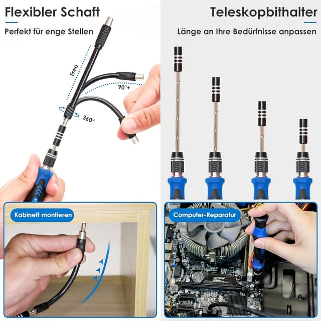 Detalle de STREBITO Elektronik-Präzisionsschraubendreher-Set 142-teilig mit 120 Bits und Magnet-Repair-Tools