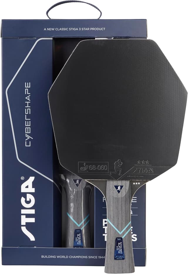 Detalle de STIGA Cybershape Future by Truls Möregårdh – Raquette de ping-pong 3 étoiles à forme hexagonale
