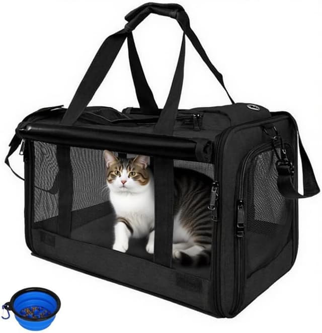Detalle de SHJOEE Soft Sided Cat/Dog/Pet Carrier Bag (46 x 30 x 30 cm) with Shoulder Strap & Removable Mat