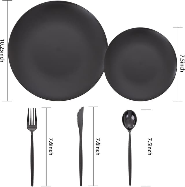 Thumbnail 1 de EI 150pcs Black Plastic Plates 10.25" dinner plates 🍽