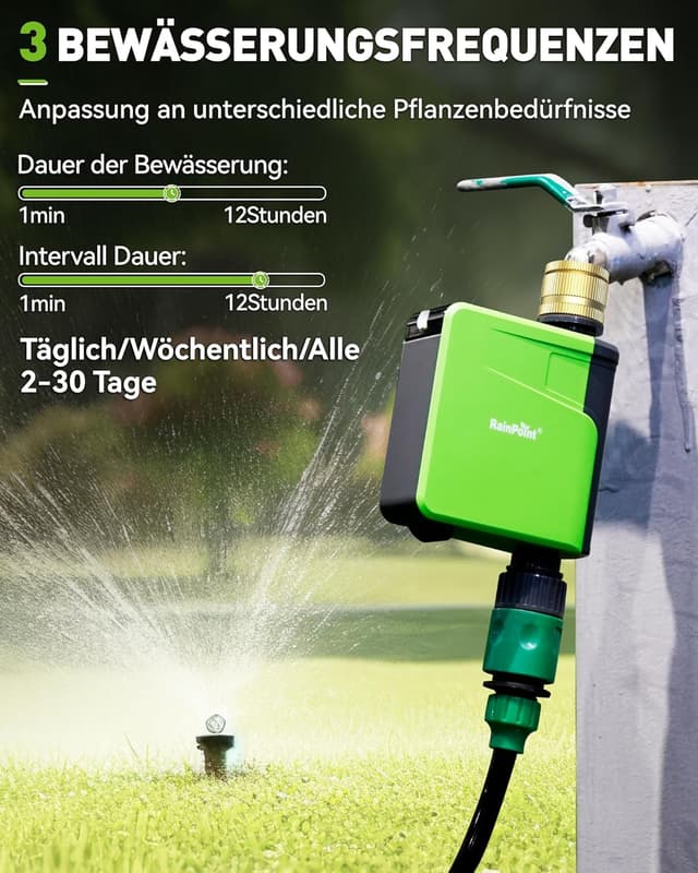 Detalle de RAINPOINT Timer di irrigazione Bluetooth con ingresso in ottone e controllo app