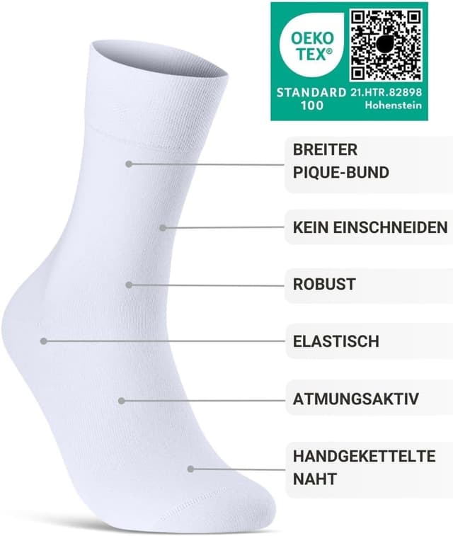 Detalle de sockenkauf24 10 Paar Diabetikersocken ohne Gummibund und ohne Naht aus Baumwolle