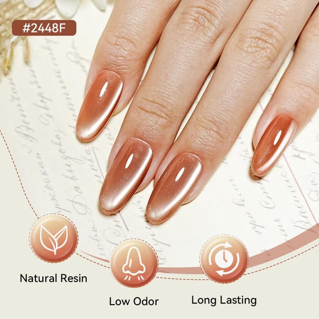 Detalle de JODSONE Smalti semipermanenti magnetici effetto cat eye (10 colori) con base, top coat e magnete