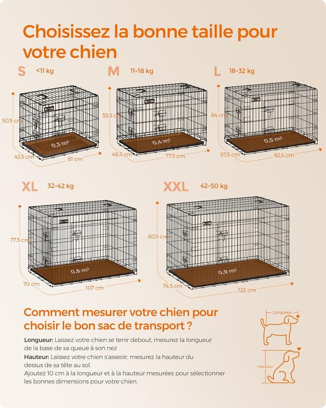 Thumbnail 6 de Feandrea PPD054B01 Cage pliable pour chien Taille XXXL 136 x 79 x 87 cm