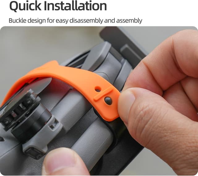 Detalle de DJI Mini 5 Pro propeller holder in orange