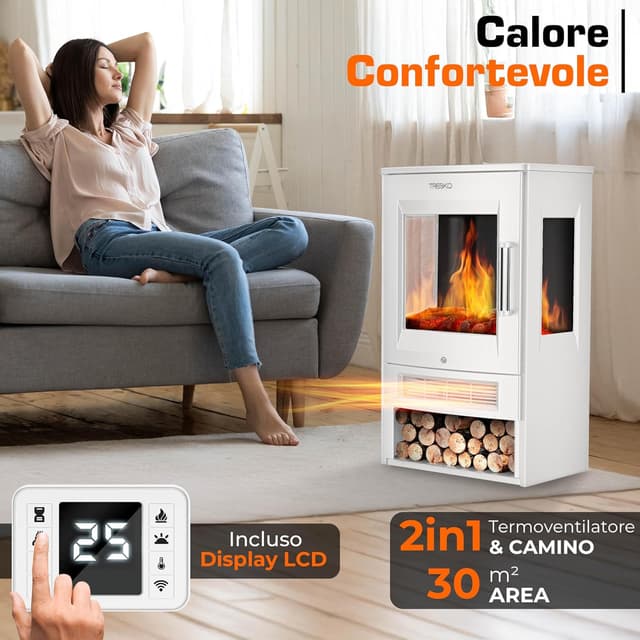 Thumbnail 2 de TRESKO Camino elettrico con riscaldamento 1800 W