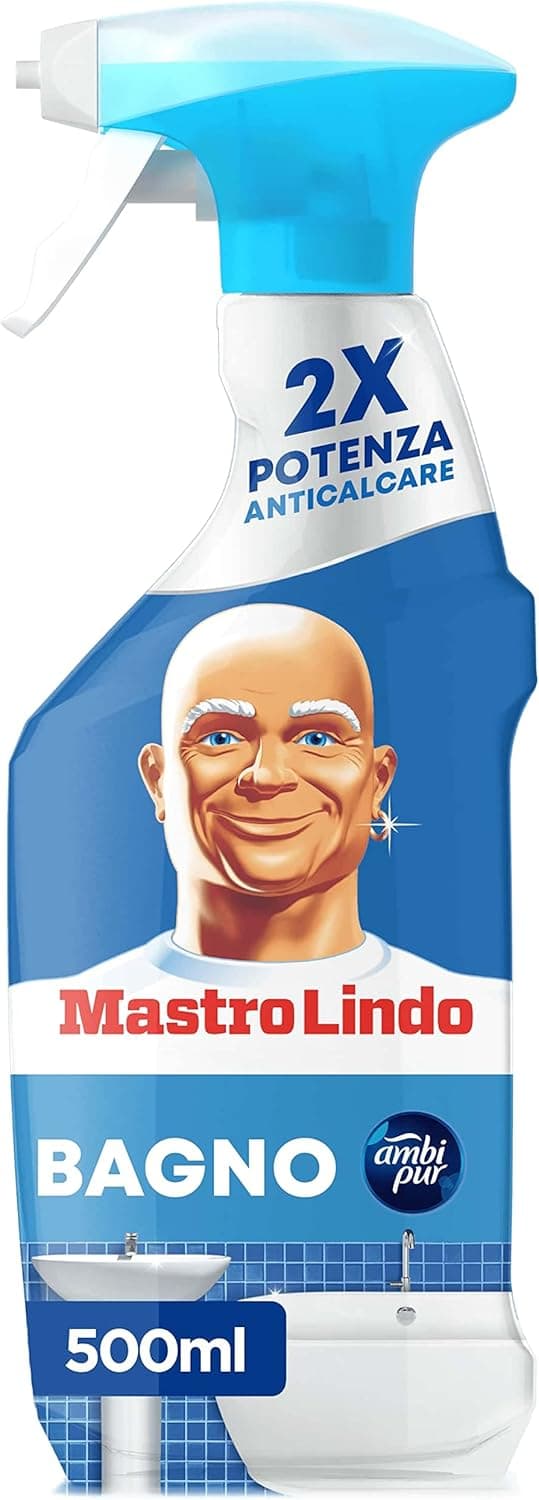 Detalle 2 de Mastro Lindo Detersivo Bagno Anticalcare Spray (10 x 500 ml) alla Freschezza Ambi Pur