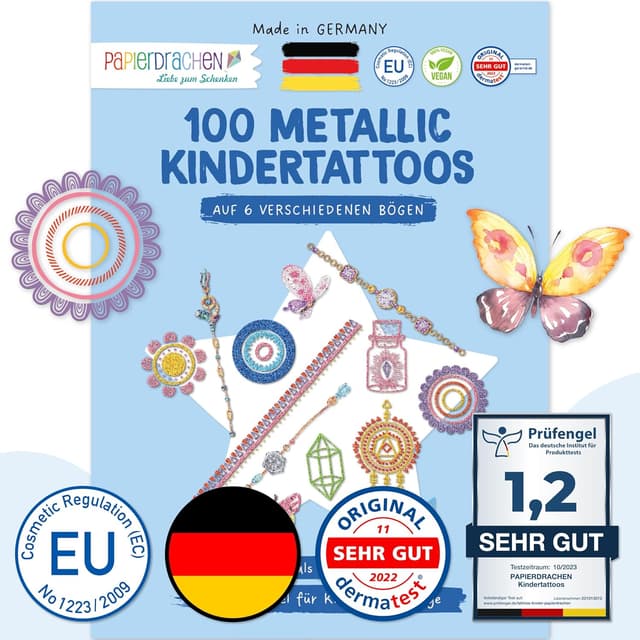 Detalle de Papierdrachen Kinder-Metallic Tattoos 100 Sticker